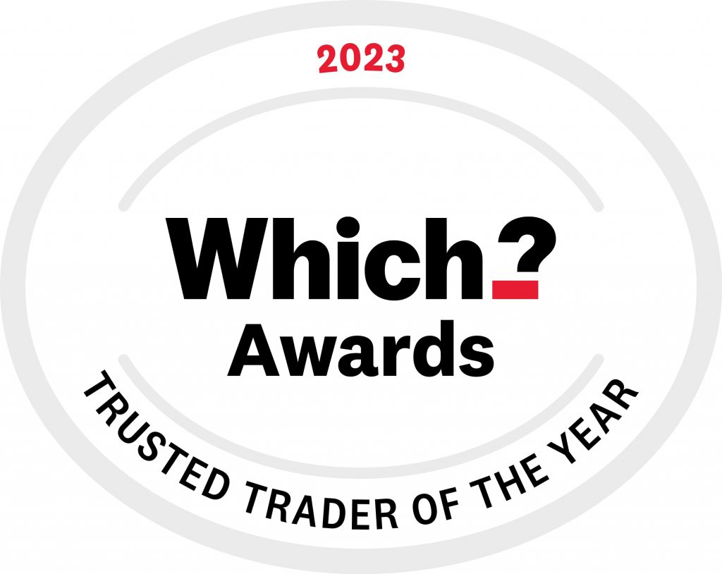 Which? Awards logo for the 2023 Trusted Trader of the year 